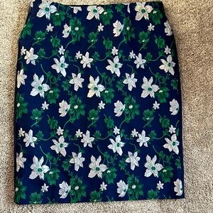 Eloquii Blue and Green Embroidered Floral Pencil Skirt
